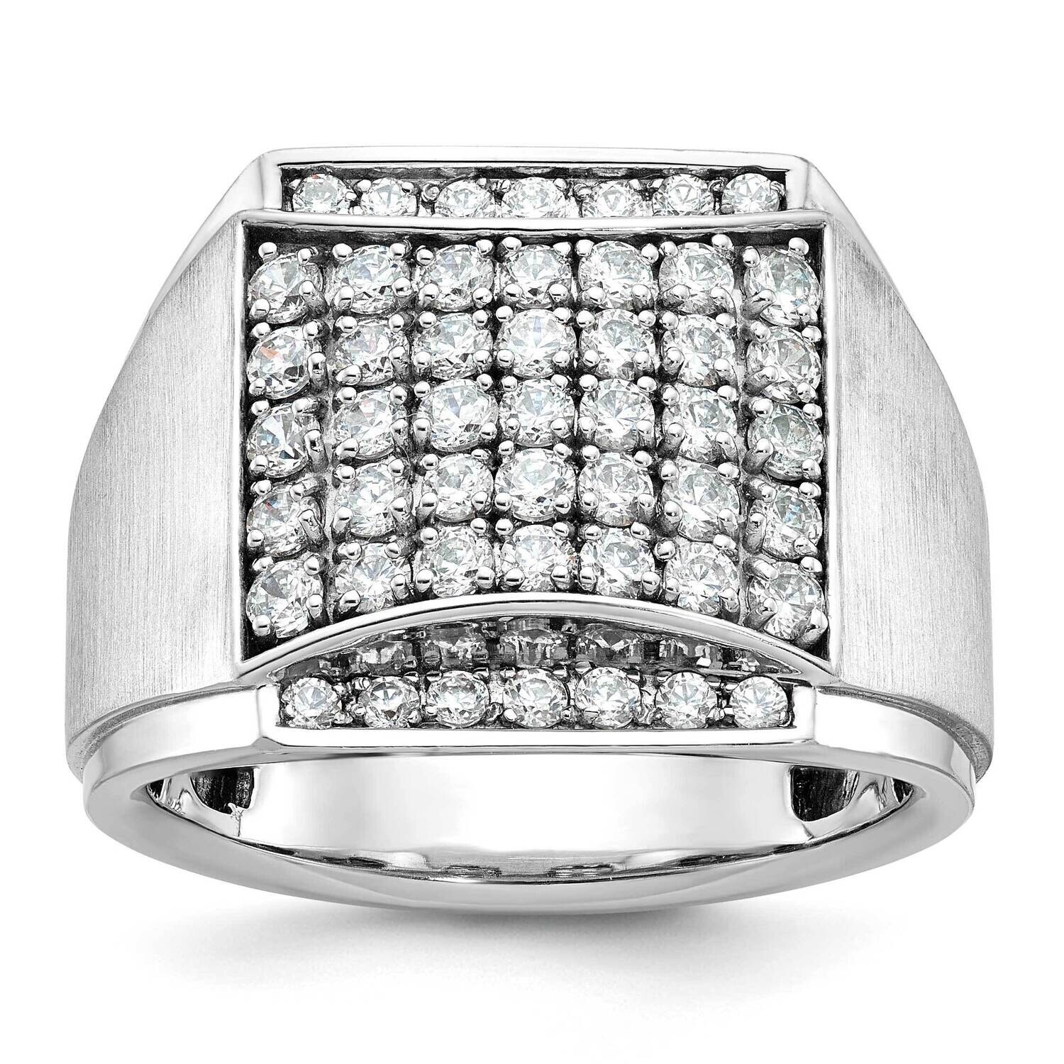 Ibgoodman Men's Polished Satin 1 1/5 Carat Aa Quality Diamond Cluster Ring 14k White Gold B59141-4WAA