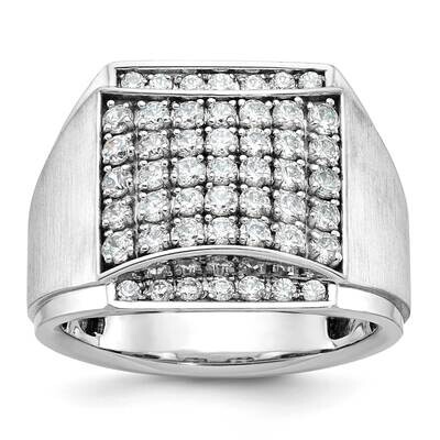 Ibgoodman Men&#39;s Polished Satin 1 1/5 Carat Aa Quality Diamond Cluster Ring 14k White Gold B59141-4W…