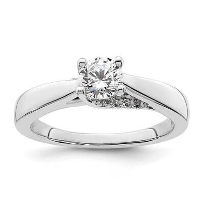 Holds 1/2 Carat 5.20 mm Round 4-Prong 1/15 Carat Diamond Semi-Mount Engagement Ring 14k White Gold …