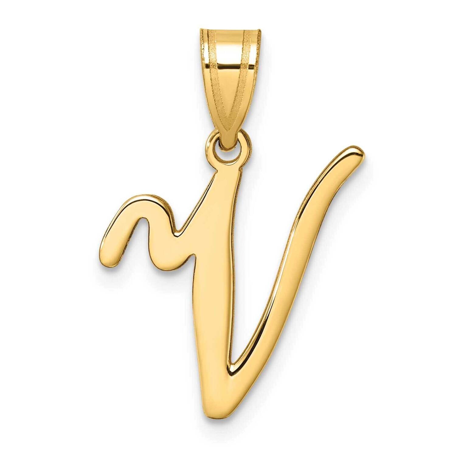 Script Letter V Initial Pendant 14k Gold YC1540V, MPN: YC1540V,