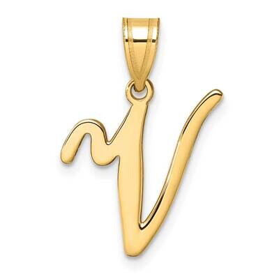Script Letter V Initial Pendant 14k Gold YC1540V, MPN: YC1540V,