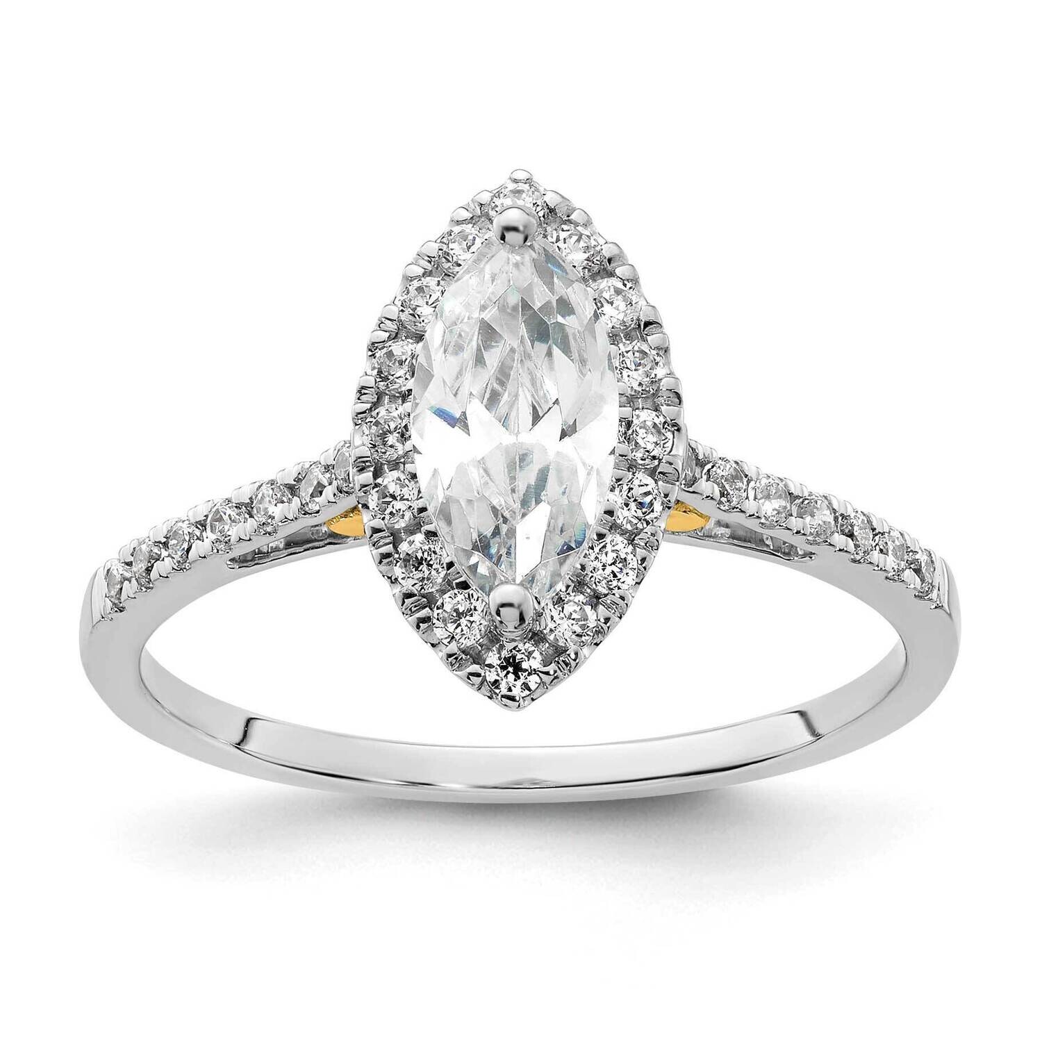 Halo Holds 3/4 Carat 9.0X4.5mm Marquise Center 1/3 Carat Diamond Semi-Mount Engagement Ring 14k Two…