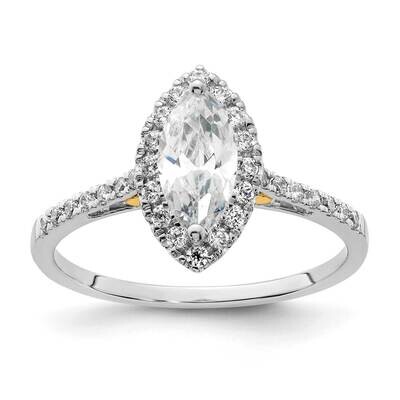 Halo Holds 3/4 Carat 9.0X4.5mm Marquise Center 1/3 Carat Diamond Semi-Mount Engagement Ring 14k Two…