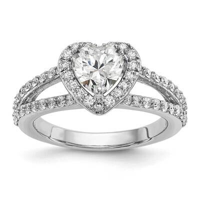Halo Plus Holds 1 Carat 6.6mm Heart Center 3/4 Carat Diamond Semi-Mount Engagement Ring 14k White G…
