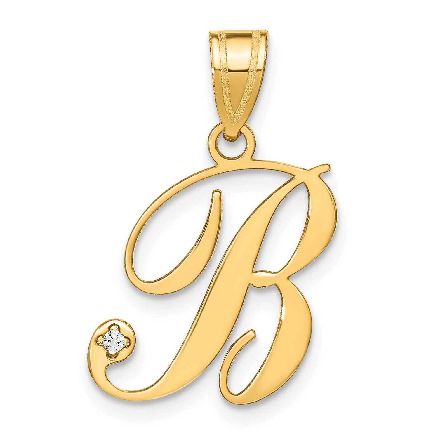 Script Letter B Initial Pendant Diamond 14k Gold YC252B, MPN: YC252B,