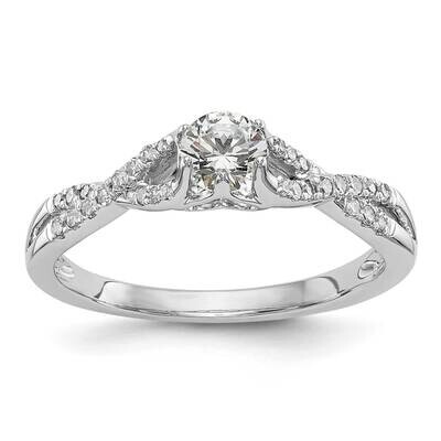 Criss-Cross Holds 1/3 Carat 4.1mm Round Center 1/6 Carat Diamond Semi-Mount Engagement Ring 14k Whi…