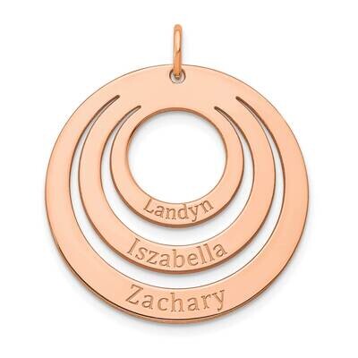 Rose-Plated 3 Ring Circle Names Charm Sterling Silver XNA982RP, MPN: XNA982RP,