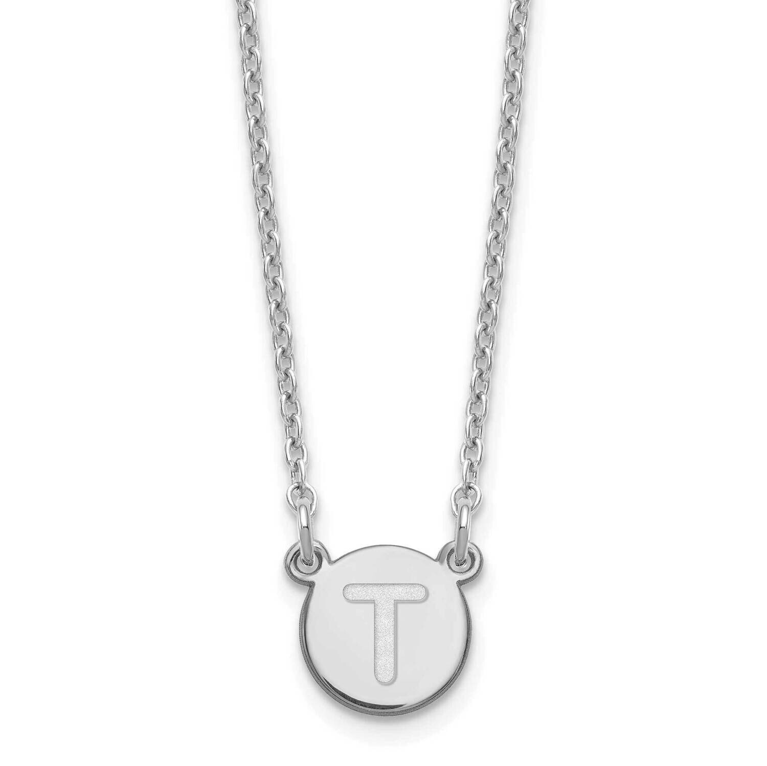 Tiny Circle Block Letter T Initial Necklace Sterling Silver Rhodium-Plated XNA722SS/T