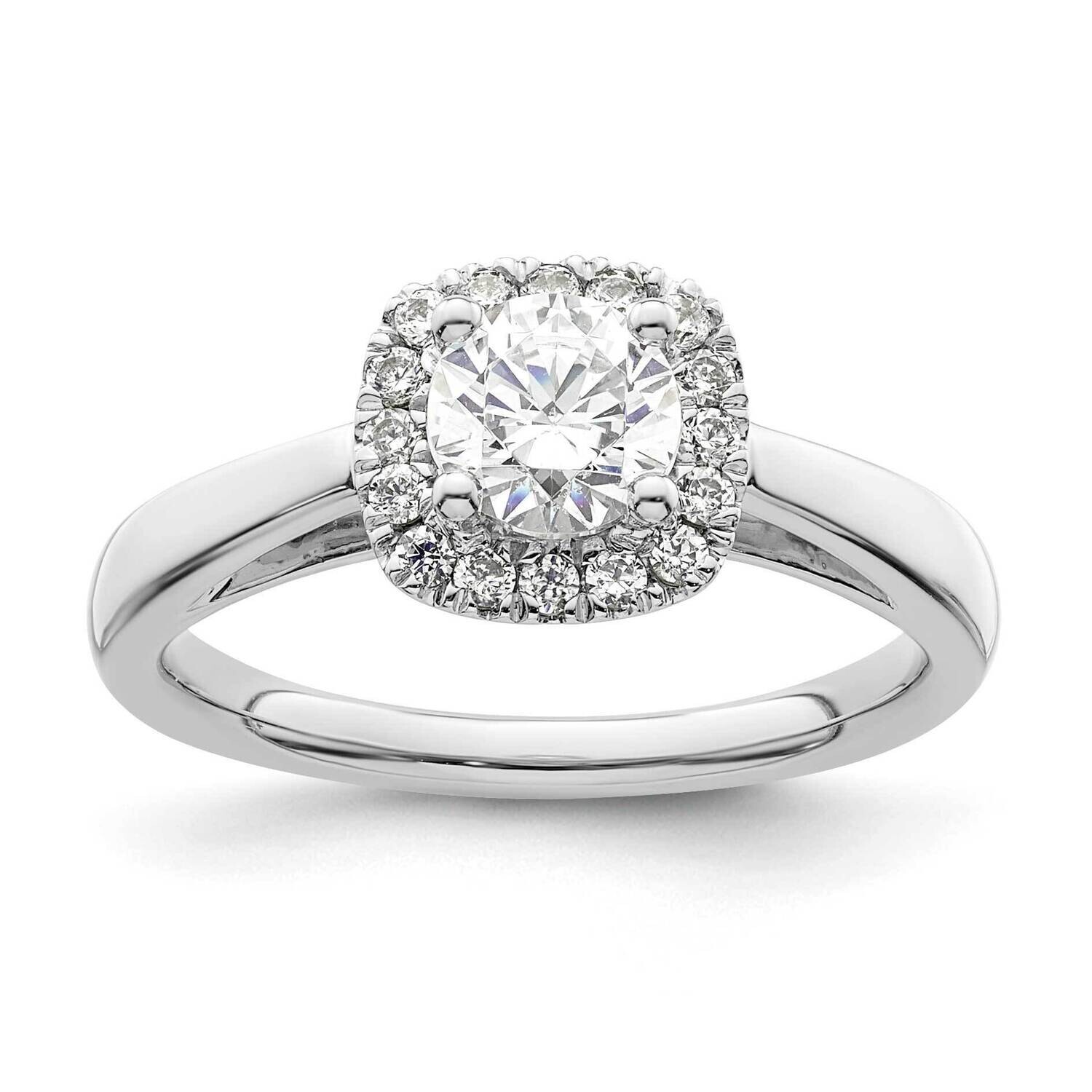 Halo Holds 3/4 Carat 5.8mm Round Center 1/5 Carat Diamond Semi-Mount Engagement Ring 14k White Gold…