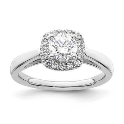 Halo Holds 3/4 Carat 5.8mm Round Center 1/5 Carat Diamond Semi-Mount Engagement Ring 14k White Gold…