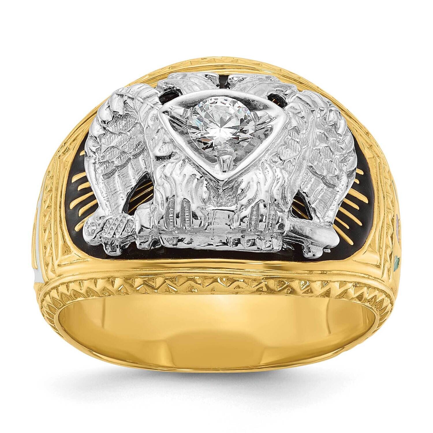Ibgoodman Men&#39;s Polished Textured Multi-Color Enamel Diamond 32Nd Degree Scottish Rite Masonic Ring…