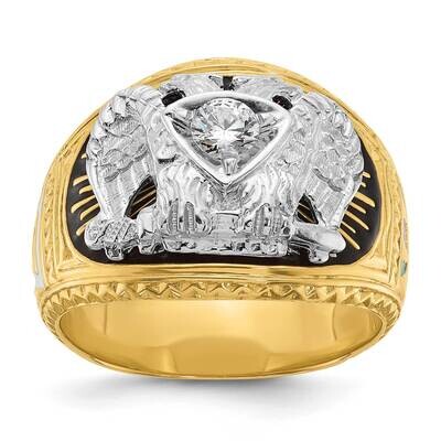 Ibgoodman Men&#39;s Polished Textured Multi-Color Enamel Diamond 32Nd Degree Scottish Rite Masonic Ring…
