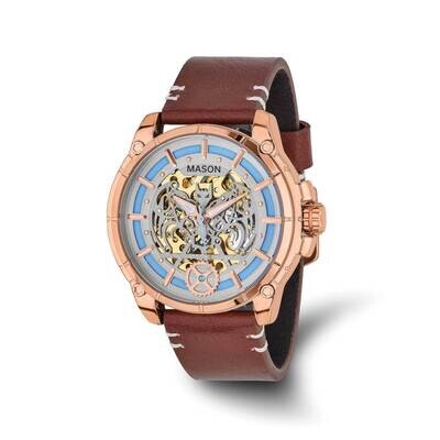 Mason Sales Rose Ip Skeleton Movement Bat Brn Leather Watch Stainless Steel XWA6552, MPN: XWA6552,