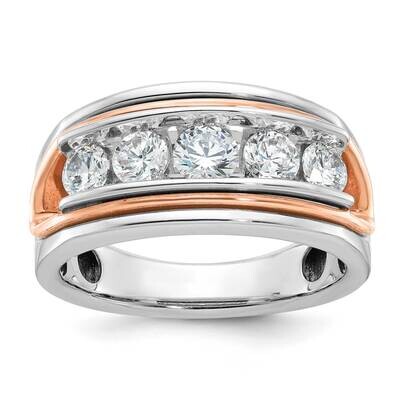 Ibgoodman Rose Gold Men&#39;s Polished Cut-Out 5-Stone 1 1/5 Carat Aa Quality Diamond Ring 14k White Go…