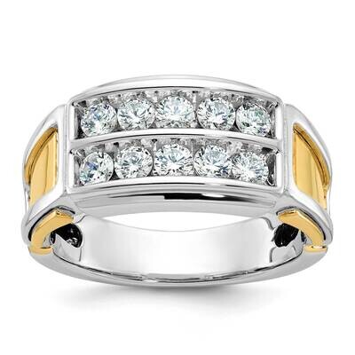 Ibgoodman Men&#39;s Polished Cut-Out 2-Row 1 Carat Aa Quality Diamond Ring 14k Two-Tone Gold B64053-4WY…
