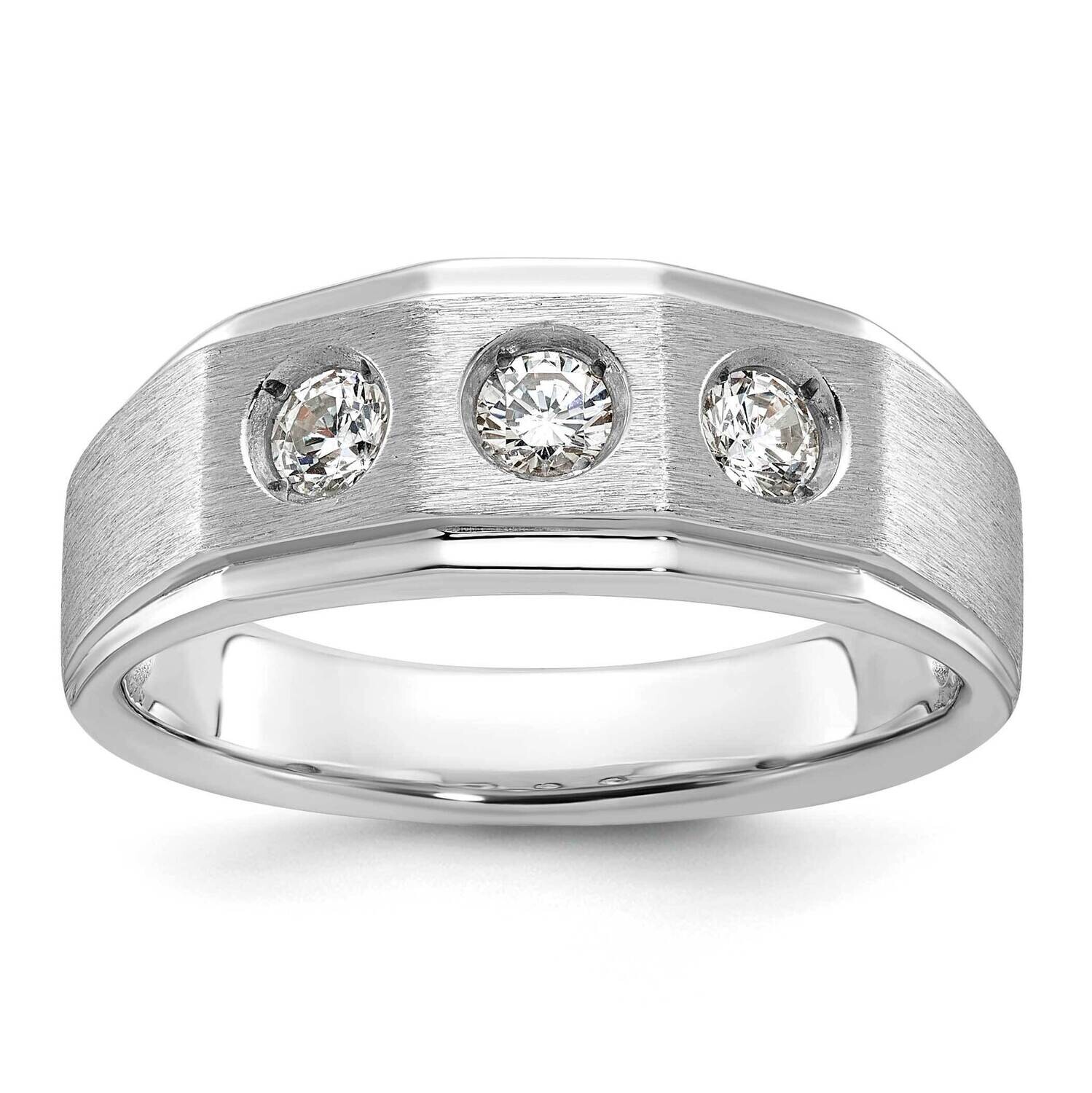 Ibgoodman Men&#39;s Polished Satin 3/8 Carat Diamond Complete Ring 14k White Gold B63420-4WAA by IBGood…