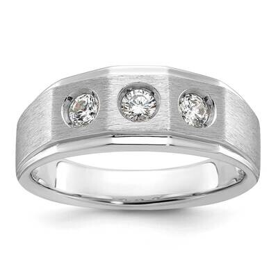 Ibgoodman Men&#39;s Polished Satin 3/8 Carat Diamond Complete Ring 14k White Gold B63420-4WAA by IBGood…