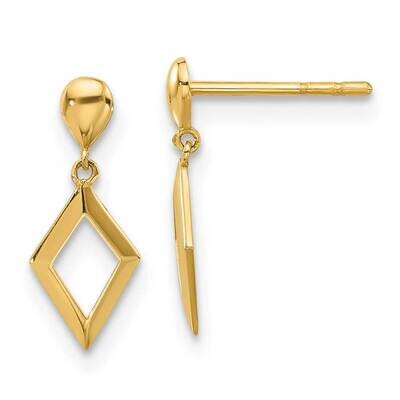 Diamond Shaped Post Dangle Earrings 14k Polished Gold YE2175, MPN: YE2175,