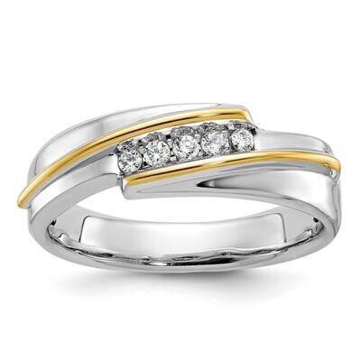 Ibgoodman Men&#39;s Polished 5-Stone 1/6 Carat Aa Quality Diamond Ring 14k Two-Tone Gold B63236-4WYAA b…