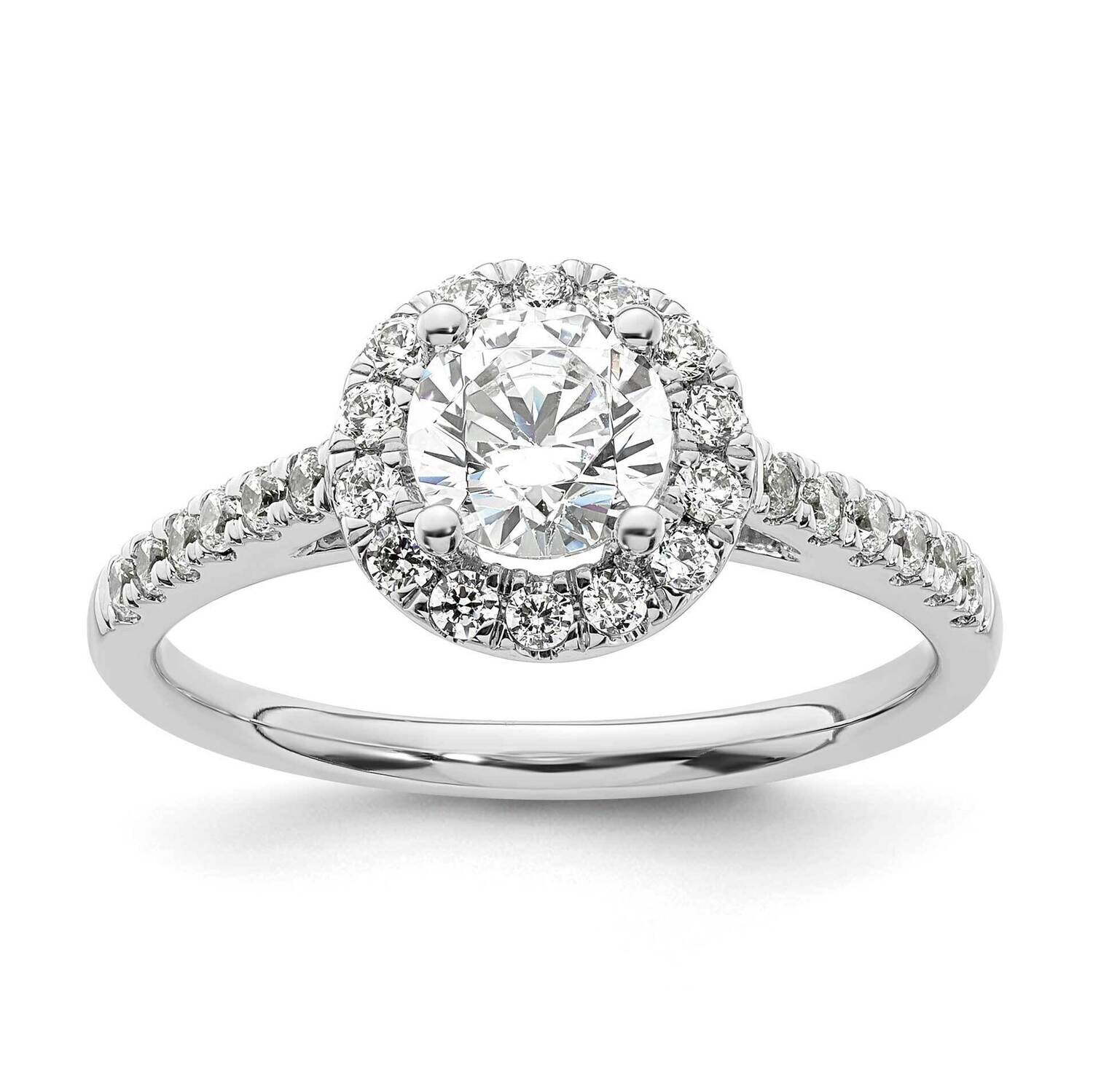 Halo Holds 3/4 Carat 5.8mm Round Center 3/8 Carat Diamond Semi-Mount Engagement Ring 14k White Gold…