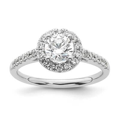 Halo Holds 3/4 Carat 5.8mm Round Center 3/8 Carat Diamond Semi-Mount Engagement Ring 14k White Gold…