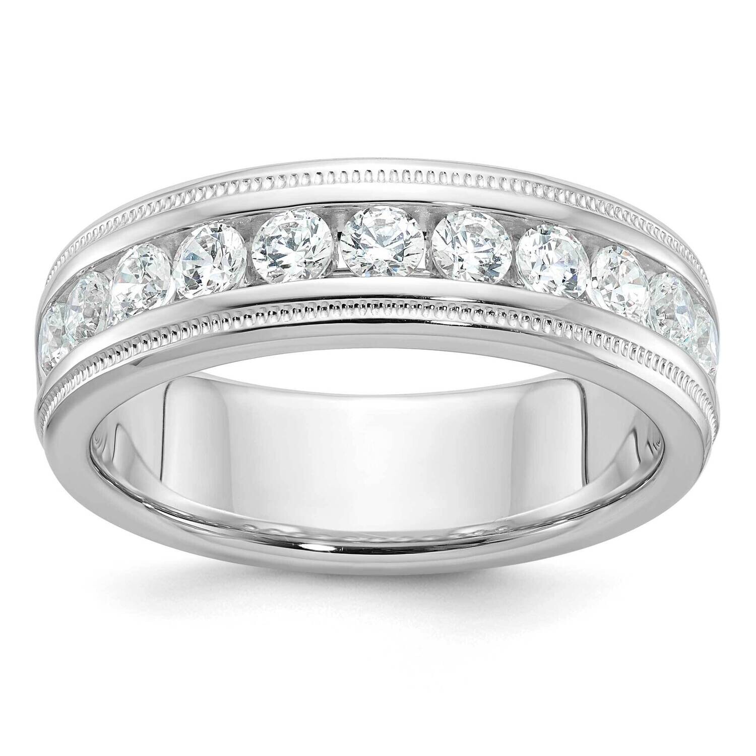 Ibgoodman Men&#39;s Polished Milgrain 11-Stone 1 Carat Aa Quality Diamond Ring 14k White Gold B90524-4W…