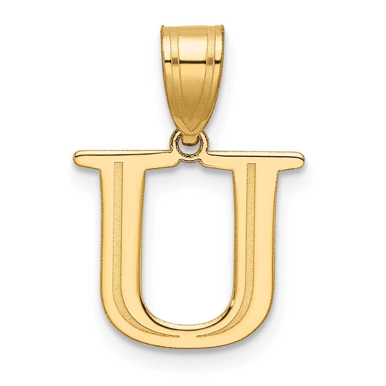 Etched Letter U Initial Pendant 14k Polished Gold YC1539U, MPN: YC1539U,