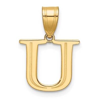 Etched Letter U Initial Pendant 14k Polished Gold YC1539U, MPN: YC1539U,
