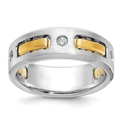 Ibgoodman Men&#39;s Polished Satin 1/6 Carat Diamond Complete Ring 14k Two-Tone Gold B63291-4WYAA by IB…