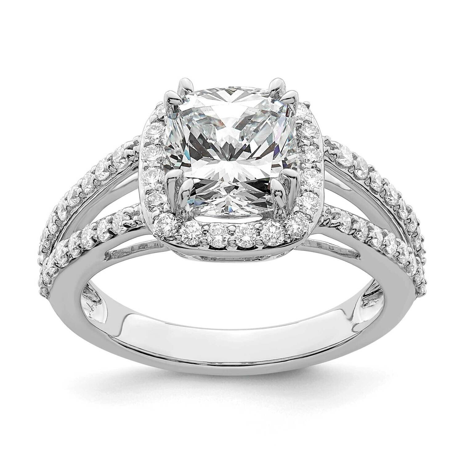 Halo Plus Holds 1.5 Carat 6.8mm Cushion Center 5/8 Carat Diamond Semi-Mount Engagement Ring 14k Whi…