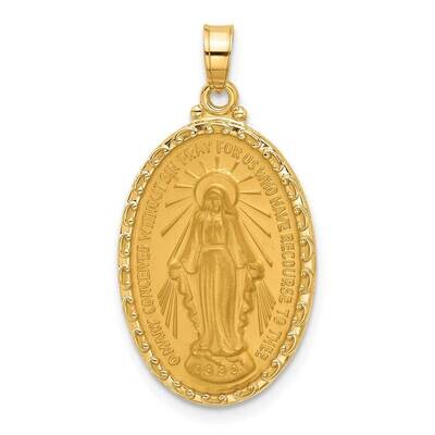 Satin Polished Miraculous Medal Solid Oval Pendant 14k Gold XR2115 by Men&#39;s Jewelry and Accessories…