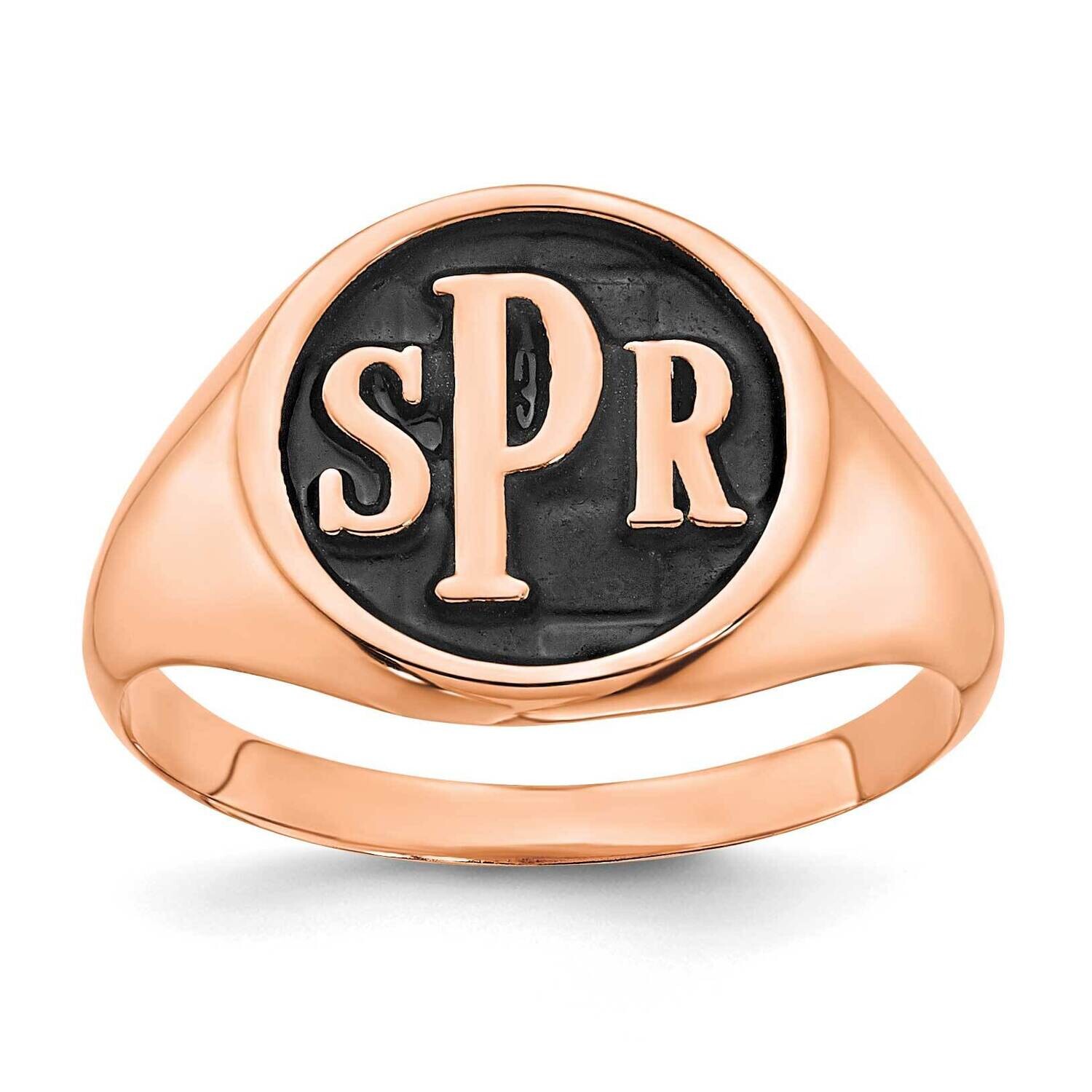 Rose-Plated Polished Antiqued Background Monogram Signet Ring Sterling Silver XNR47RP, MPN: XNR47RP,