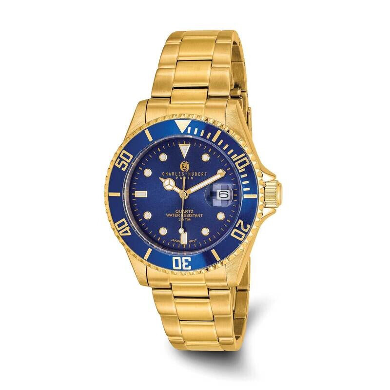 Charles Hubert Gold-Plated Blue Dial Watch Stainless Steel XWA6598