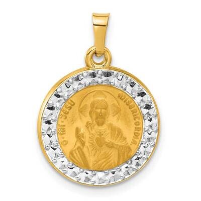 Hollow Sacred Heart Of Jesus Medal 14k Gold White Rhodium  XR2100 by Men&#39;s Jewelry and Accessories,…