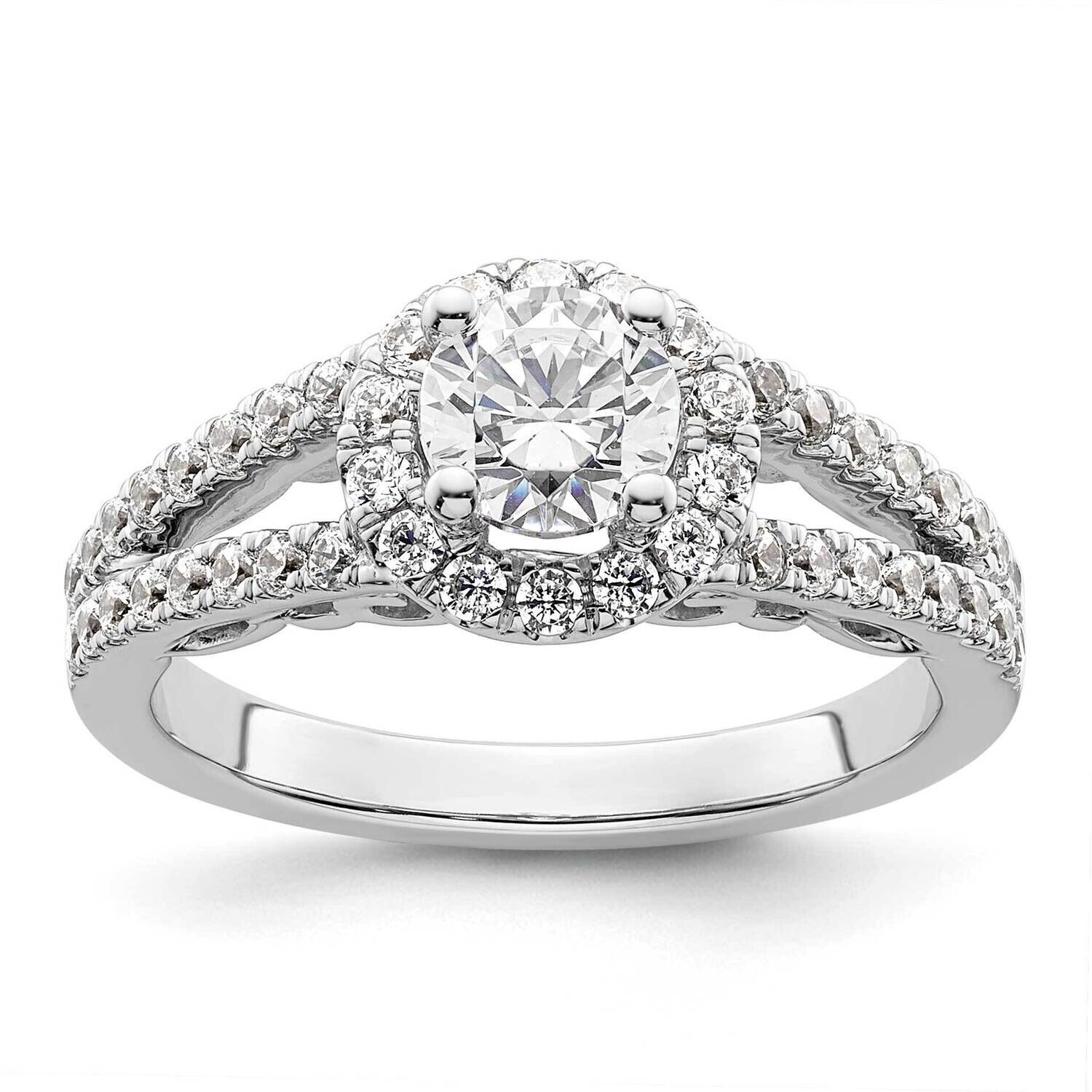 Halo Plus Holds 3/4 Carat 5.8mm Round Center 5/8 Carat Diamond Semi-Mount Engagement Ring 14k White…