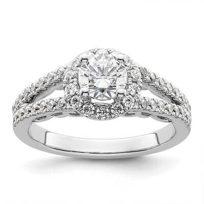 Halo Plus Holds 3/4 Carat 5.8mm Round Center 5/8 Carat Diamond Semi-Mount Engagement Ring 14k White…