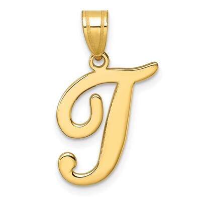 Script Letter T Initial Pendant 14k Gold YC1540T, MPN: YC1540T,