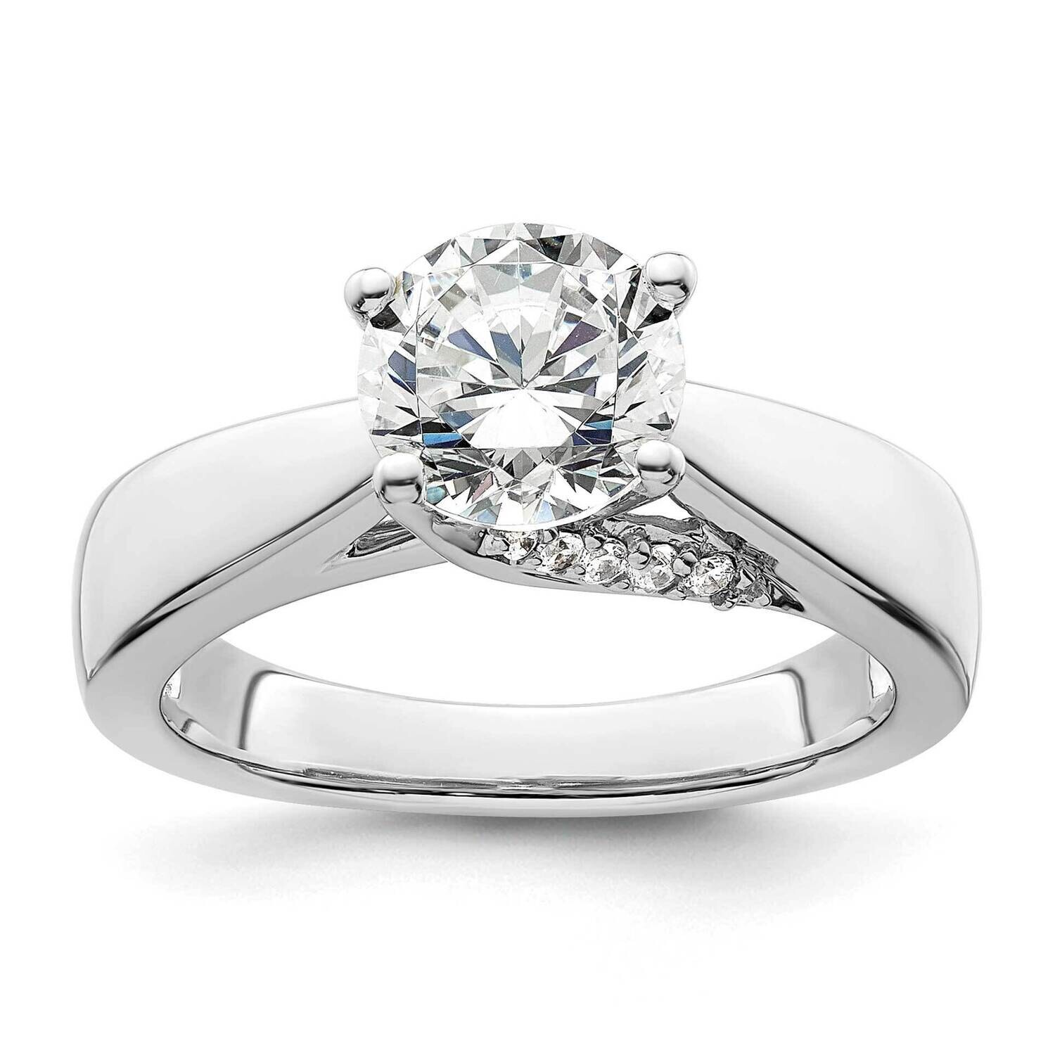 Holds 1.5 Carat 7.50 mm Round 4-Prong 1/15 Carat Diamond Semi-Mount Engagement Ring 14k White Gold …