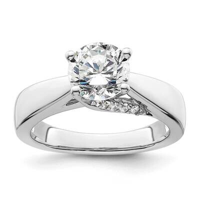 Holds 1.5 Carat 7.50 mm Round 4-Prong 1/15 Carat Diamond Semi-Mount Engagement Ring 14k White Gold …