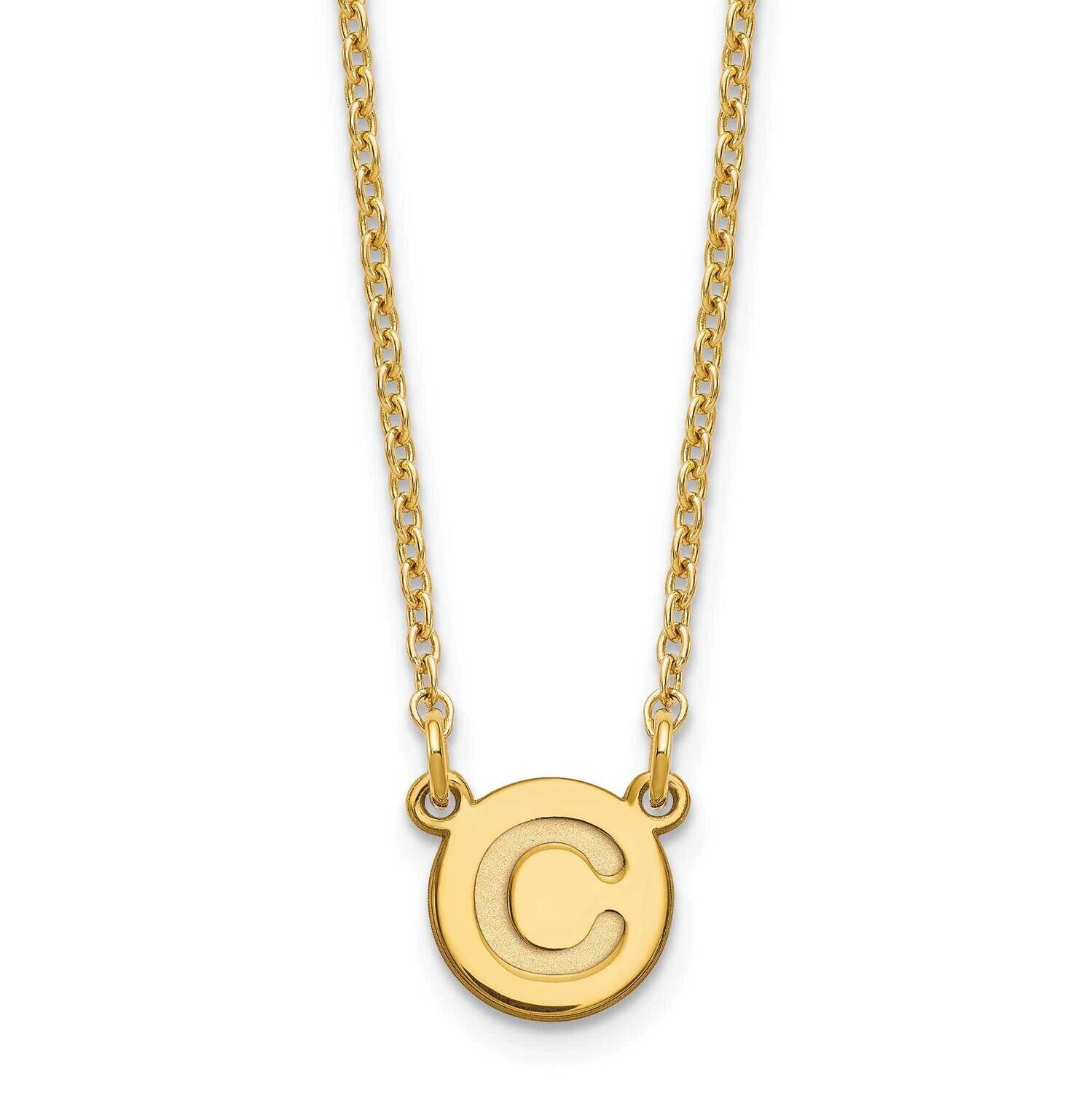 Gold-Plated Tiny Circle Block Letter C Initial Necklace Sterling Silver XNA722GP/C