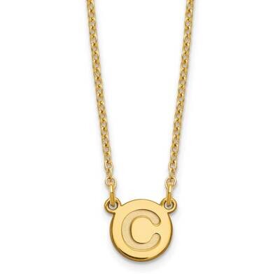 Gold-Plated Tiny Circle Block Letter C Initial Necklace Sterling Silver XNA722GP/C, MPN: XNA722GP/C,