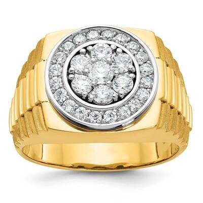 Ibgoodman Men&#39;s Polished Satin Textured 1 Carat Aa Quality Diamond Ring 14k Two-Tone Gold B58334-4Y…