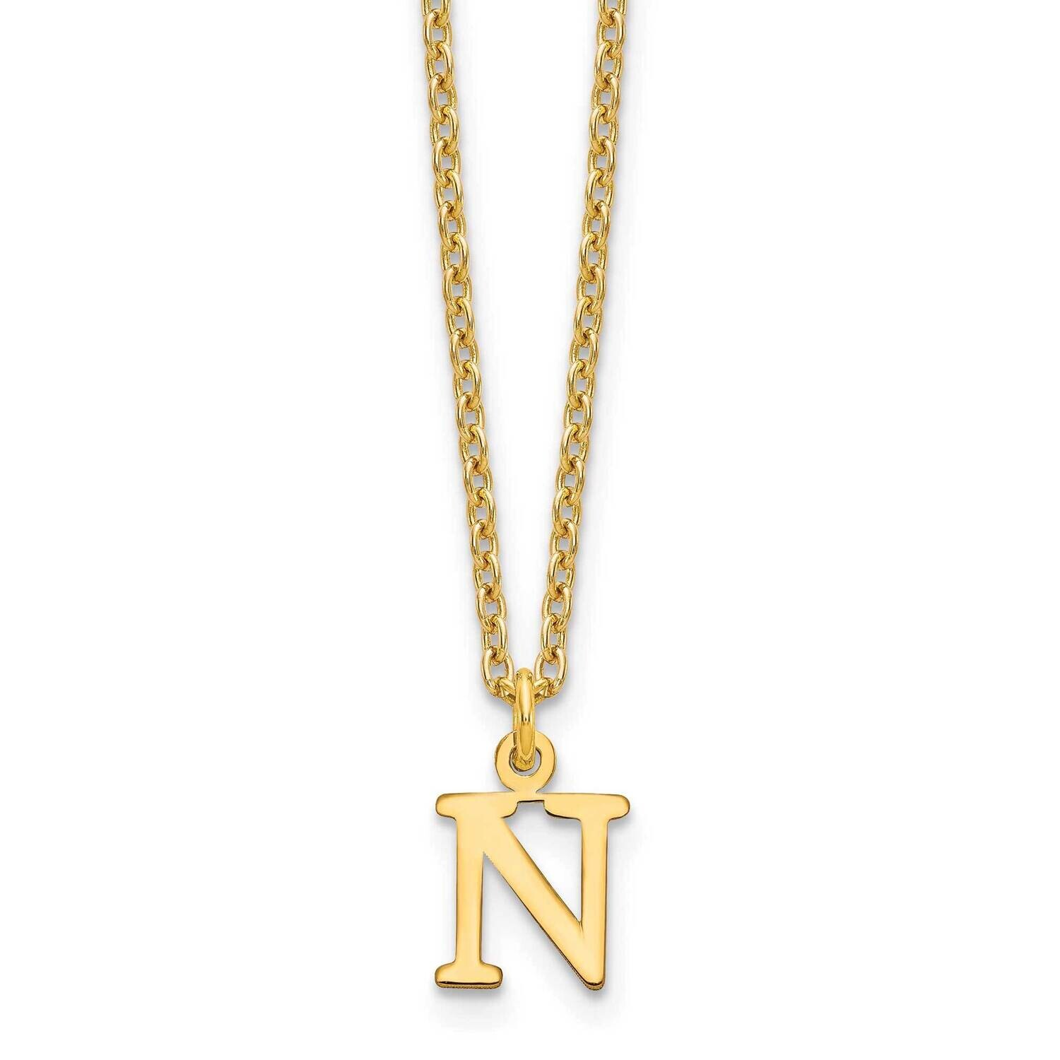Gold-Plated Cutout Letter N Initial Necklace Sterling Silver XNA727GP/N