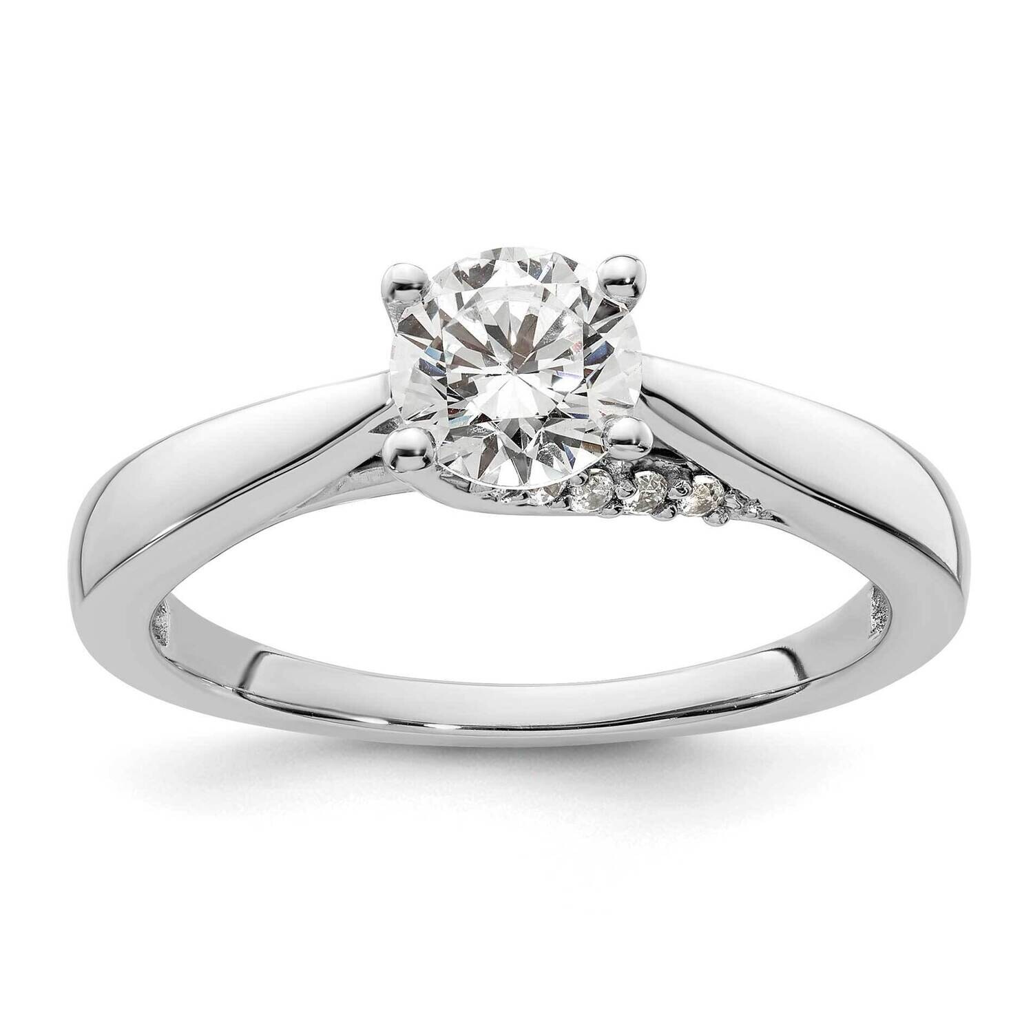 Holds 3/4 Carat 5.80 mm Round 4-Prong 1/15 Carat Diamond Semi-Mount Engagement Ring 14k White Gold …