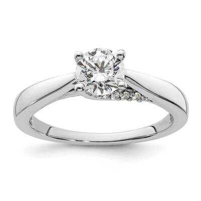 Holds 3/4 Carat 5.80 mm Round 4-Prong 1/15 Carat Diamond Semi-Mount Engagement Ring 14k White Gold …