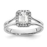 Halo Holds 3/4 Carat 5.7X4.5mm Emerald-Cut Center 1/10 Carat Diamond Semi-Mount Split Shank Engagem…