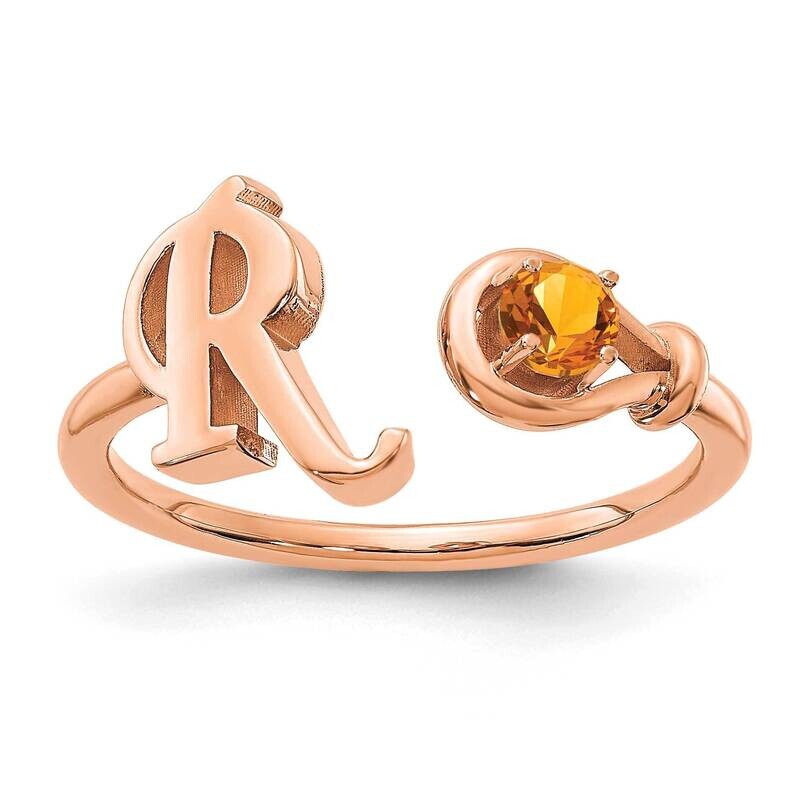 Rose-Plated Letter R Birthstone Ring Sterling Silver XNR81RRP