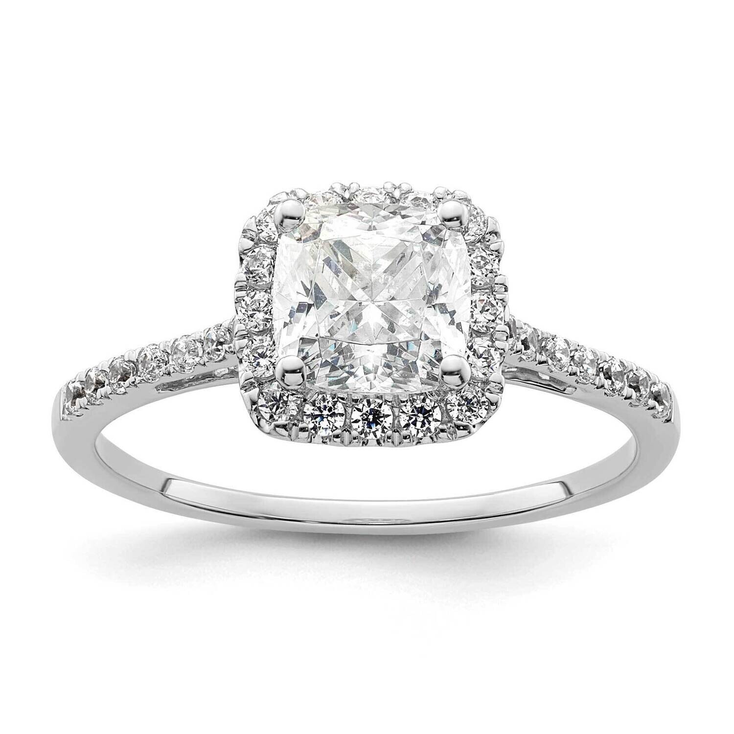 Halo Holds 1.25 Carat 6.00mm Cushion Center 1/4 Carat Diamond Semi-Mount Engagement Ring 14k Two-To…
