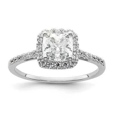 Halo Holds 1.25 Carat 6.00mm Cushion Center 1/4 Carat Diamond Semi-Mount Engagement Ring 14k Two-To…