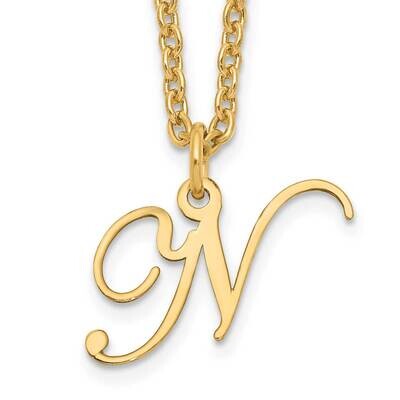 Gold-Plated Letter N Initial Necklace Sterling Silver XNA756GP/N, MPN: XNA756GP/N,